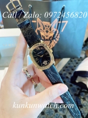 Đồng Hồ Nữ Versace Couture Mặt Chữ Nhật - Dây Da Đen Mặt Đen Vỏ Vàng - 30 x 37mm