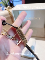 Đồng Hồ Nữ Versace Couture Mặt Chữ Nhật - Dây Da Đen Mặt Đen Vỏ Vàng - 30 x 37mm