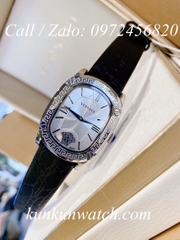 Đồng Hồ Nữ Versace Couture Mặt Chữ Nhật - Dây Da Đen Mặt Trắng Vỏ Bạc - 30 x 37mm