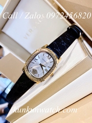 Đồng Hồ Nữ Versace Couture Mặt Chữ Nhật - Dây Da Đen Mặt Trắng Vỏ Vàng - 30 x 37mm