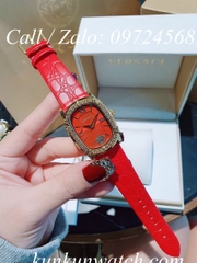 Đồng Hồ Nữ Versace Couture Mặt Chữ Nhật - Dây Da Đỏ Vỏ Vàng - 30 x 37mm