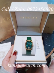 Đồng Hồ Nữ Versace Couture Mặt Chữ Nhật - Da Xanh Mộc Vỏ Vàng- 30 x 37mm