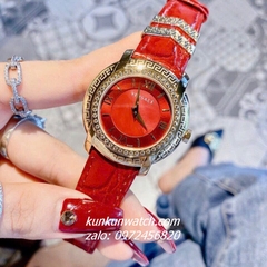 Đồng Hồ Nữ Versace DV-25 Gold Dây Da Đỏ 36mm