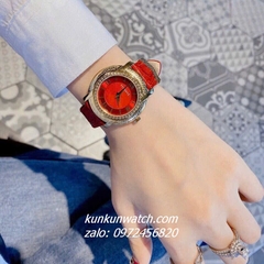 Đồng Hồ Nữ Versace DV-25 Gold Dây Da Đỏ 36mm