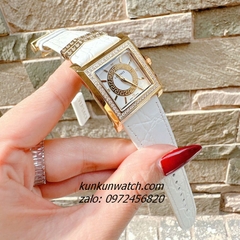 Đồng Hồ Nữ Versace DV-25 Mặt Vuông Đính Đá Dây Da Trắng 30mm