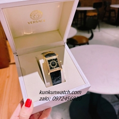 Đồng Hồ Nữ Versace DV-25 Mặt Vuông Dây Da Đen 30mm