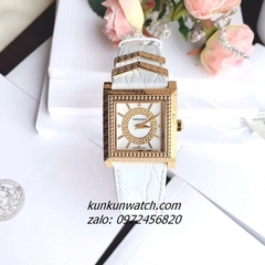 Đồng Hồ Nữ Versace DV-25 Mặt Vuông Dây Da Trắng 30mm