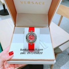 Đồng Hồ Nữ Versace Eon Pour Femmes Silver Dây Da Đỏ 34mm