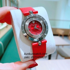 Đồng Hồ Nữ Versace Eon Pour Femmes Silver Dây Da Đỏ 34mm
