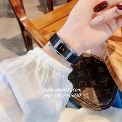 Đồng Hồ Nữ Versace Greca Icon Da Đen Silver 39x21mm