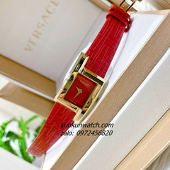 Đồng Hồ Nữ Versace Greca Icon Da Đỏ Gold 39x21mm