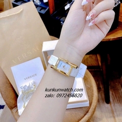 Đồng Hồ Nữ Versace Greca Icon Da Trắng Gold 39x21mm