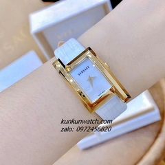 Đồng Hồ Nữ Versace Greca Icon Da Trắng Gold 39x21mm
