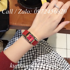 Đồng Hồ Nữ Versace Greca Icon - Dây Da Đỏ Vỏ Bạc - 39 x 21mm