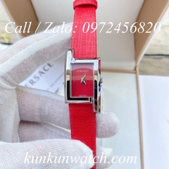 Đồng Hồ Nữ Versace Greca Icon - Dây Da Đỏ Vỏ Bạc - 39 x 21mm