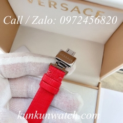 Đồng Hồ Nữ Versace Greca Icon - Dây Da Đỏ Vỏ Bạc - 39 x 21mm
