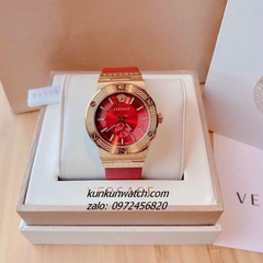 Đồng Hồ Nữ Versace Greca Logo Dây Da Đỏ Gold 36mm 1
