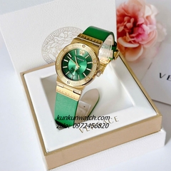 Đồng Hồ Nữ Versace Greca Logo Dây Da Xanh Lá Gold 36mm 1