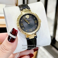 Đồng Hồ Nữ Versace Greca Strap Dây Da Đen Gold 36mm 1