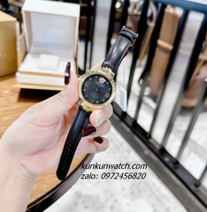 Đồng Hồ Nữ Versace Greca Strap Dây Da Đen Gold 36mm