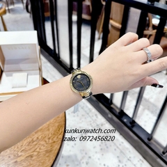 Đồng Hồ Nữ Versace Greca Strap Dây Da Đen Gold 36mm