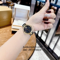 Đồng Hồ Nữ Versace Greca Strap Dây Da Đen Gold 36mm