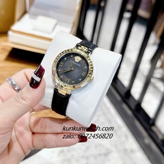 Đồng Hồ Nữ Versace Greca Strap Dây Da Đen Vỏ Demi 36mm