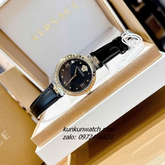 Đồng Hồ Nữ Versace Greca Strap Dây Da Đen Vỏ Demi 36mm