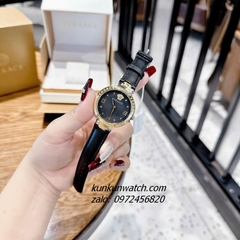 Đồng Hồ Nữ Versace Greca Strap Dây Da Đen Vỏ Demi 36mm