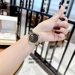 Đồng Hồ Nữ Versace Greca Strap Dây Da Đen Vỏ Demi 36mm