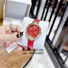 Đồng Hồ Nữ Versace Greca Strap Dây Da Đỏ Gold 36mm