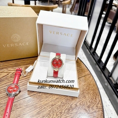 Đồng Hồ Nữ Versace Greca Strap Dây Da Đỏ Gold 36mm