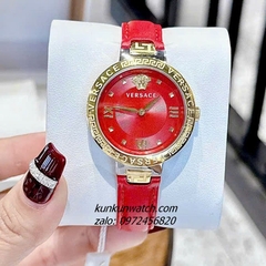 Đồng Hồ Nữ Versace Greca Strap Dây Da Đỏ Vỏ Demi 36mm 1