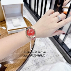 Đồng Hồ Nữ Versace Greca Strap Dây Da Đỏ Vỏ Demi 36mm