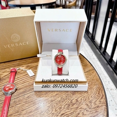 Đồng Hồ Nữ Versace Greca Strap Dây Da Đỏ Vỏ Demi 36mm