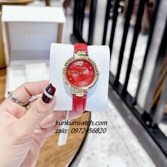 Đồng Hồ Nữ Versace Greca Strap Dây Da Đỏ Vỏ Demi 36mm