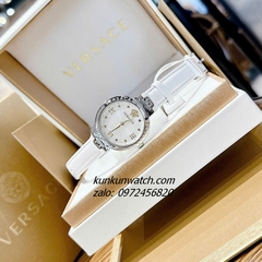 Đồng Hồ Nữ Versace Greca Strap Dây Da Trắng Silver 36mm