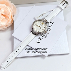 Đồng Hồ Nữ Versace Greca Strap Dây Da Trắng Silver 36mm