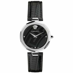 Đồng Hồ Nữ Versace Idyia - Dây Da Đen Vỏ Bạc -  36mm