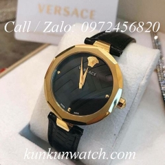 Đồng Hồ Nữ Versace Idyia - Dây Da Đen Vỏ Vàng -  36mm