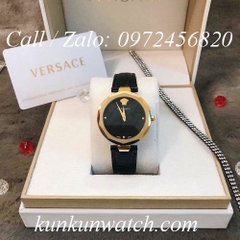 Đồng Hồ Nữ Versace Idyia - Dây Da Đen Vỏ Vàng -  36mm