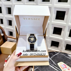 Đồng Hồ Nữ Versace Medusa Icon Dây Da Đen Gold 38mm