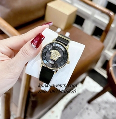 Đồng Hồ Nữ Versace Medusa Icon Dây Da Đen Gold 38mm