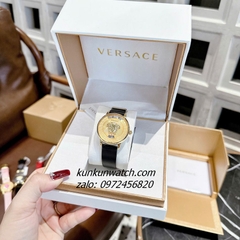 Đồng Hồ Nữ Versace Medusa Icon Dây Da Đen Gold Mặt Vàng 38mm