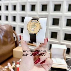 Đồng Hồ Nữ Versace Medusa Icon Dây Da Đen Gold Mặt Vàng 38mm