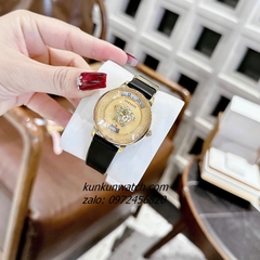 Đồng Hồ Nữ Versace Medusa Icon Dây Da Đen Gold Mặt Vàng 38mm