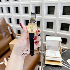 Đồng Hồ Nữ Versace Medusa Icon Dây Da Đen Gold Mặt Vàng 38mm