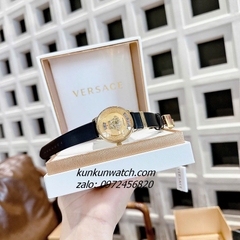 Đồng Hồ Nữ Versace Medusa Icon Dây Da Đen Gold Mặt Vàng 38mm