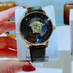 Đồng Hồ Nữ Versace Medusa Icon Dây Da Đen Gold Mặt Đen 38mm 1