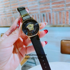 Đồng Hồ Nữ Versace Medusa Icon Dây Da Đen Gold Mặt Đen 38mm